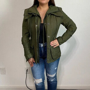 Elie Tahari Utility Army Green Gorpcore Hooded Grunge Streetwear Jacket Size M